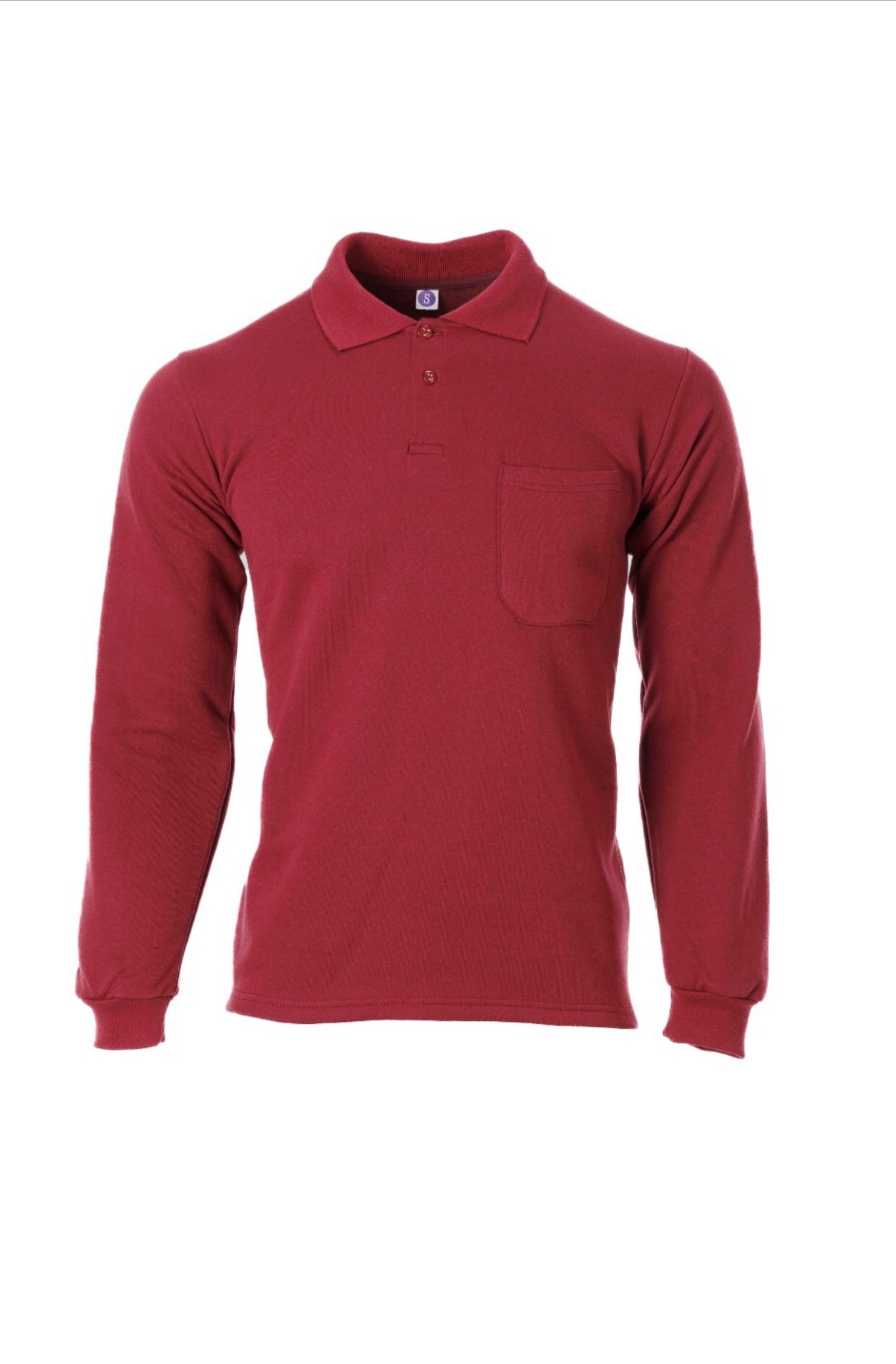 Polo%20Yaka%20Sweat%20İçi%20Polarlı%20Bordo%20Renk